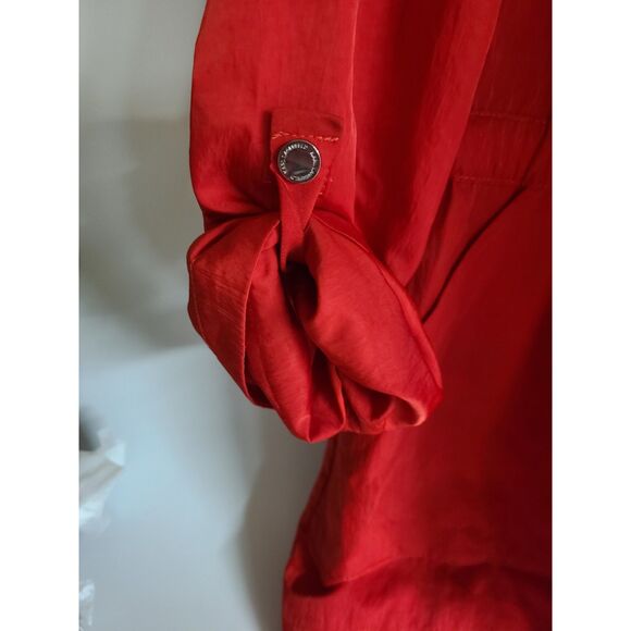 Karl Lagerfeld Red Windbreaker Lightweight Jacket Small Hidden Hoodie Zip - Picture 3 of 6